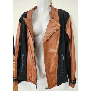 Harley Davidson Jacket Womens Size XL Black Leather Logo Fitted Multiple Pockets